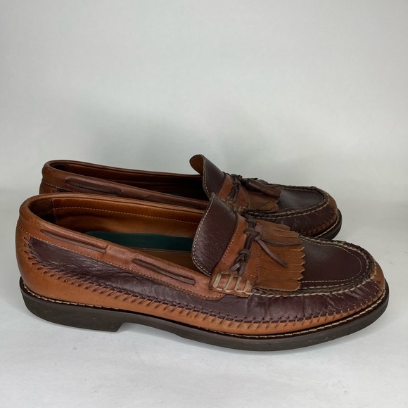 H.S. Trask Bozeman Tassel Moc-Toe Dress Loafer Two Tone Leather Mens Size 12M - Picture 5 of 15